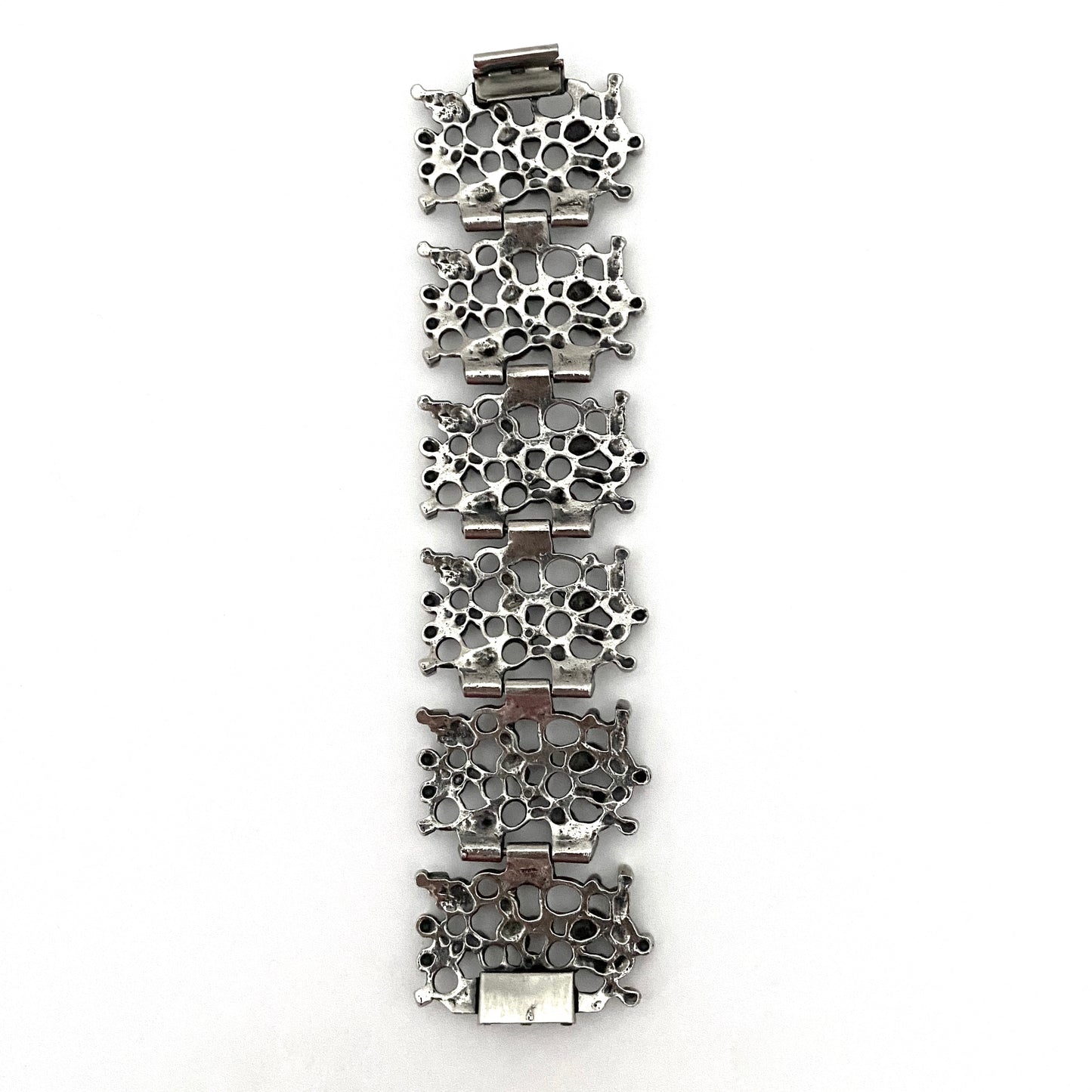 Robert Larin extra wide brutalist pewter openwork bracelet