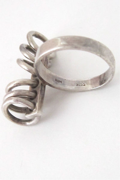 Hans Hansen Denmark vintage silver modernist kinetic ring