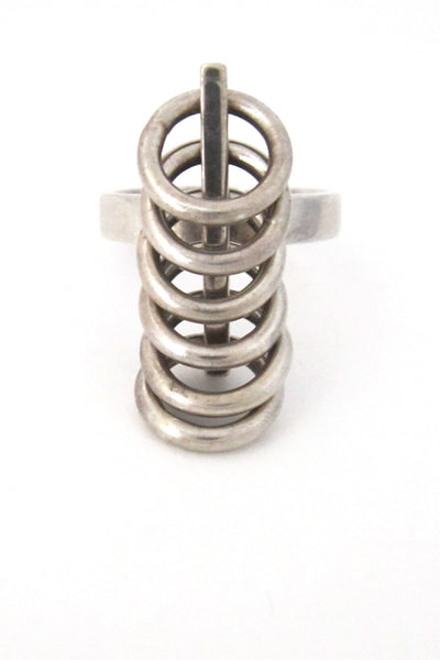 Hans Hansen Denmark vintage silver modernist kinetic ring