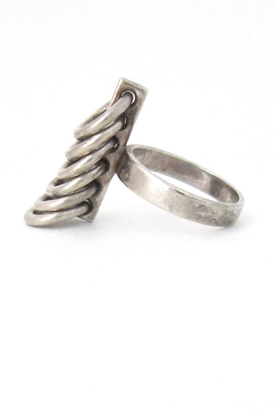 Hans Hansen Denmark vintage silver modernist kinetic ring