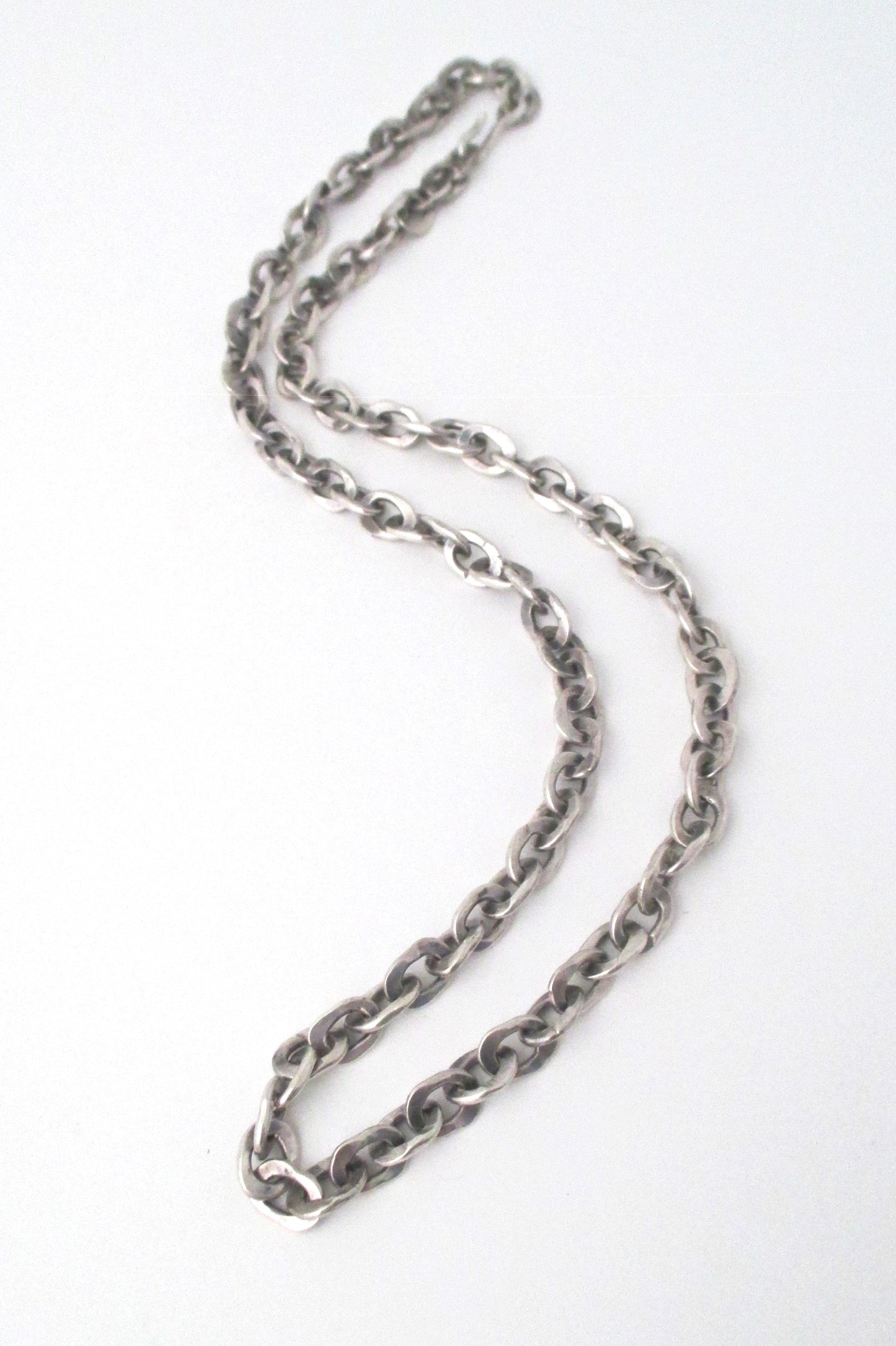 hammered silver heavy brutalist chain necklace