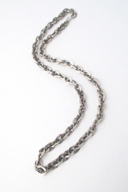 hammered silver heavy brutalist chain necklace