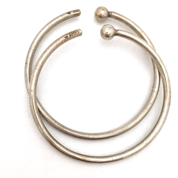 detail Ib Bluitgen Denmark vintage silver large hoop earrings slings Scandinavian modernist jewelry design