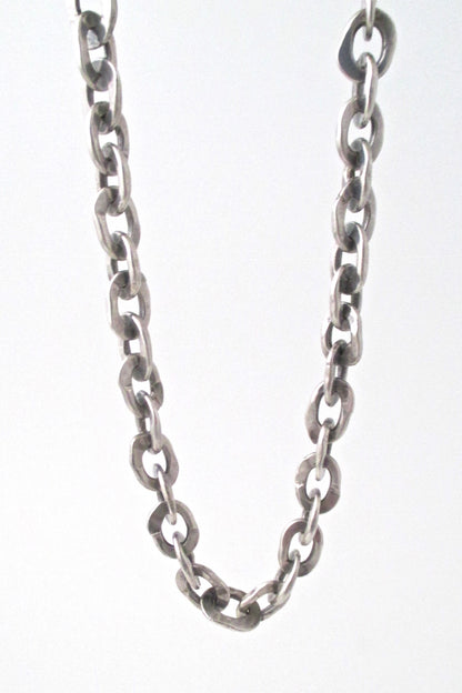 hammered silver heavy brutalist chain necklace