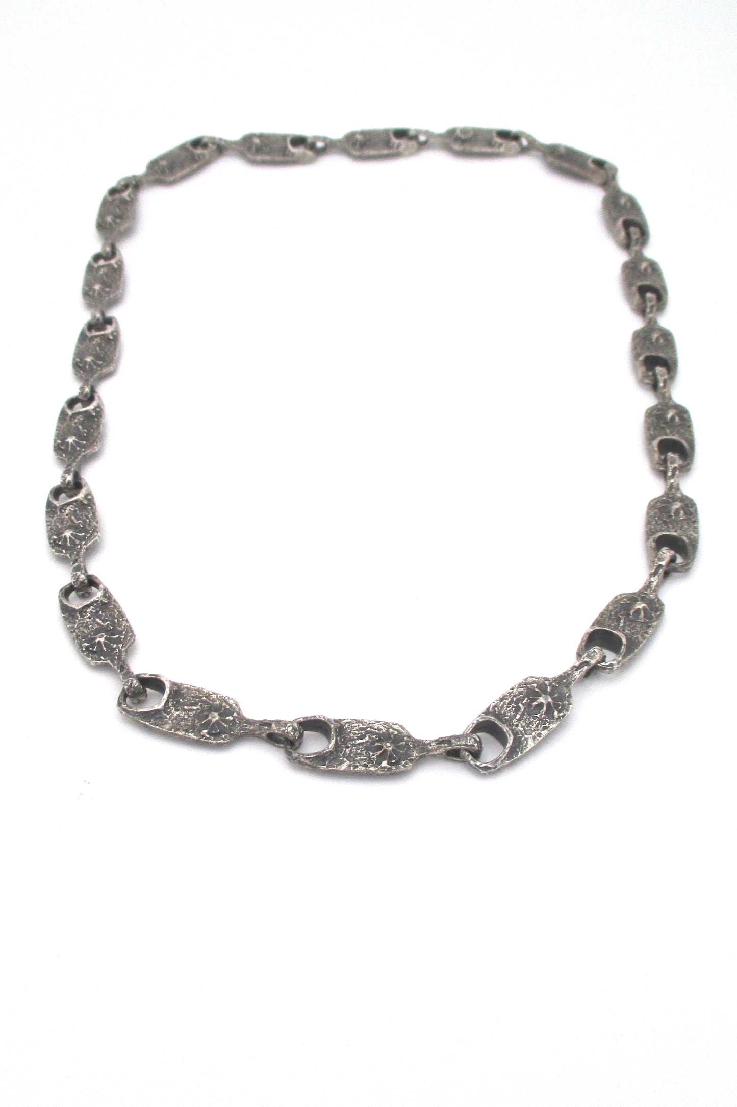 Guy Vidal brutalist pewter 'volcanoes' long link chain
