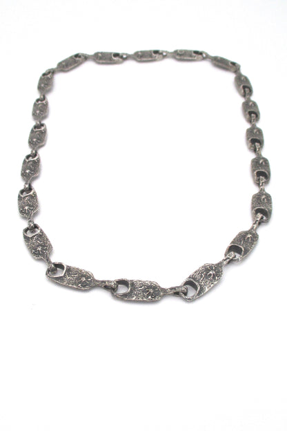 Guy Vidal brutalist pewter 'volcanoes' long link chain