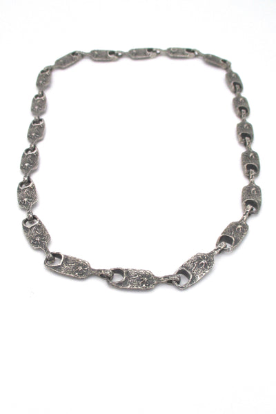 Guy Vidal brutalist pewter 'volcanoes' long link chain