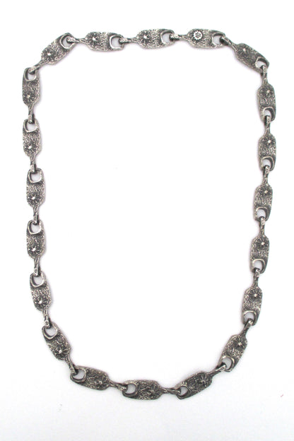 Guy Vidal brutalist pewter 'volcanoes' long link chain