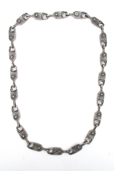 Guy Vidal brutalist pewter 'volcanoes' long link chain