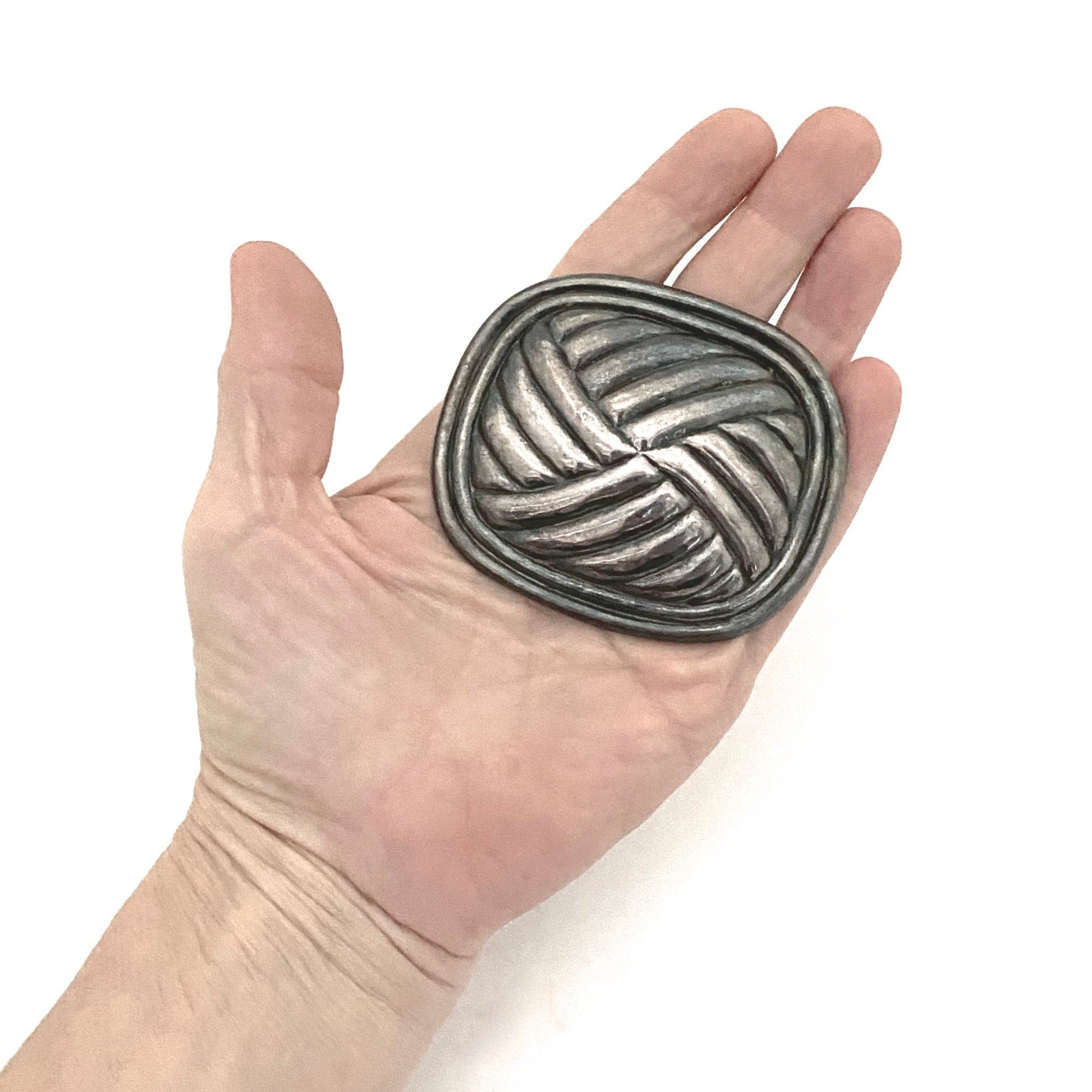 scale William Spratling Taxco Mexico vintage silver large Petate brooch Modernist jewelry design