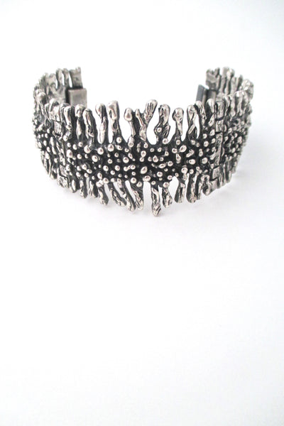detail Guy Vidal Canada vintage brutalist pewter wide hinged bracelet