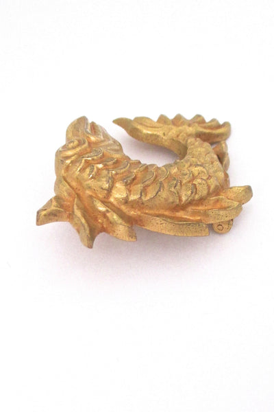 Arthus Bertrand Paris gilt bronze fish brooch