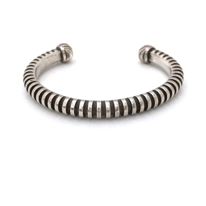 vintage heavy silver ridged cuff bracelet ~ France
