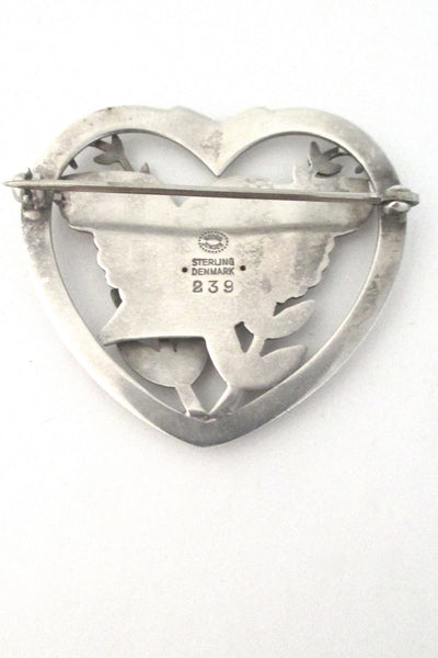 Georg Jensen heart & bird brooch #239