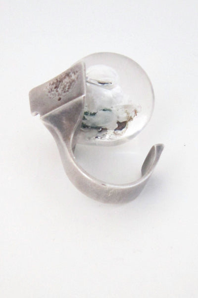 Bjorn Weckstrom for Lapponia Finland vintage silver large "Petrified Lake" ring