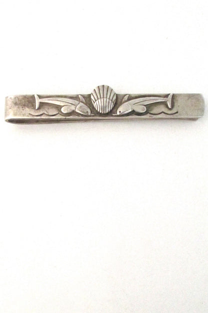 top Georg Jensen Denmark vintage sterling silver dolphins tie bar # 73 by Arno Malinowski