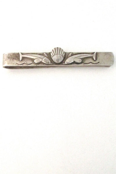 top Georg Jensen Denmark vintage sterling silver dolphins tie bar # 73 by Arno Malinowski