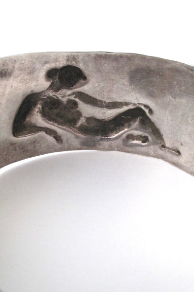 hammered silver repoussé nude cuff bracelet