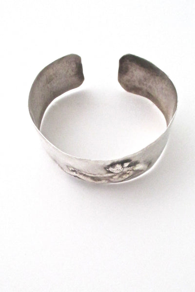 hammered silver repoussé nude cuff bracelet