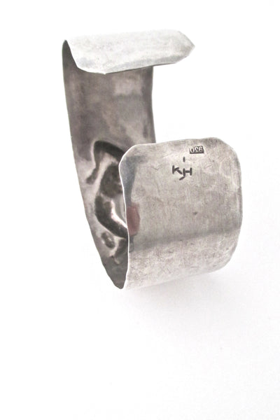 hammered silver repoussé nude cuff bracelet