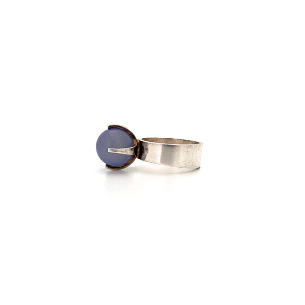 Elis Kauppi silver & chalcedony rolling sphere ring