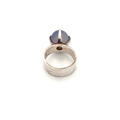 Elis Kauppi silver & chalcedony rolling sphere ring