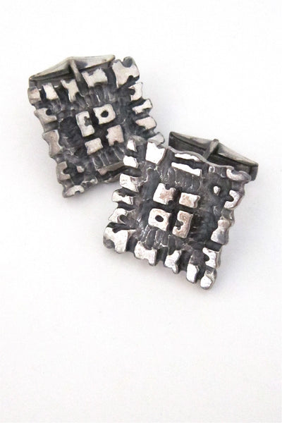 Guy Vidal, Canada vintage brutalist pewter cufflinks