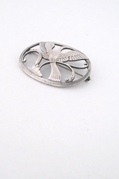 detail Georg Jensen Denmark vintage Scandinavian silver brooch # 238