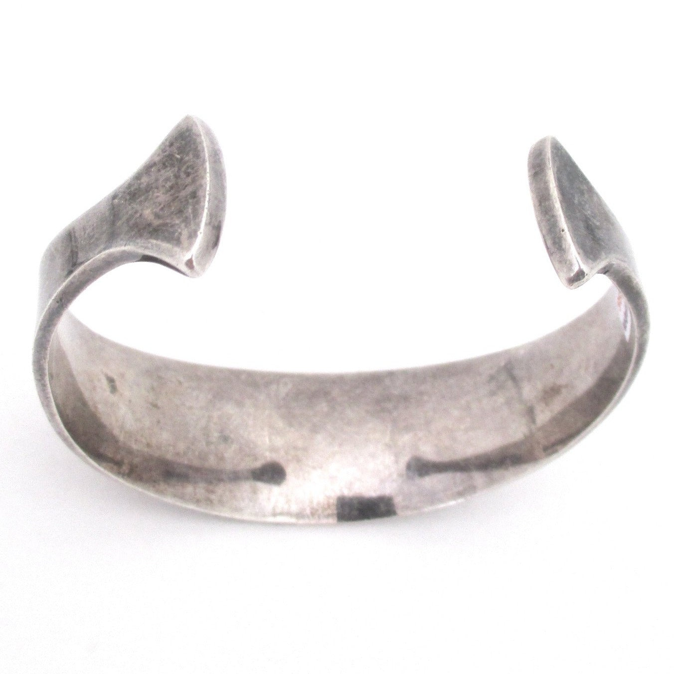 detail Hans Hansen Denmark vintage modernist silver heavy cuff bracelet