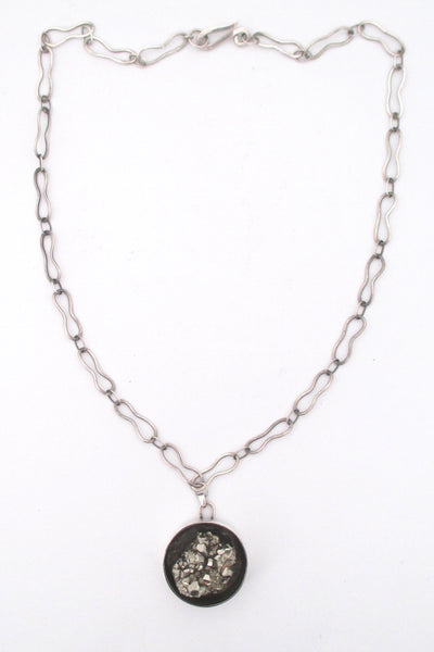 pyrite and silver studio made pendant necklace