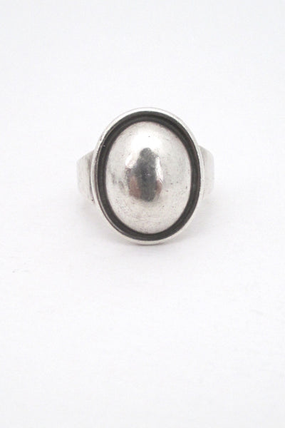 front Hans Hansen Denmark vintage large heavy sterling silver modernist ring