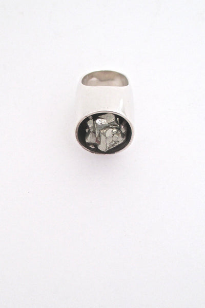 pyrite and silver large scale ring