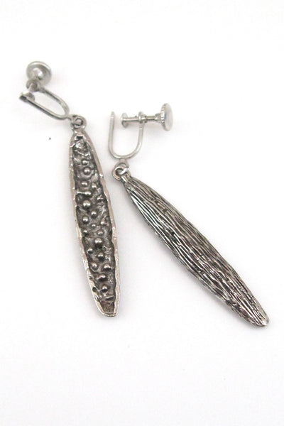 Robert Larin Canada vintage pewter brutalist peapod earrings