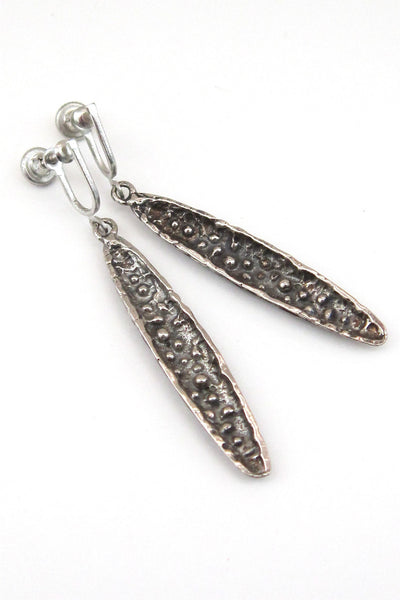 Robert Larin Canada vintage pewter brutalist peapod earrings