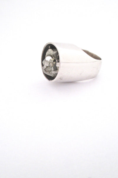 pyrite and silver large scale ring