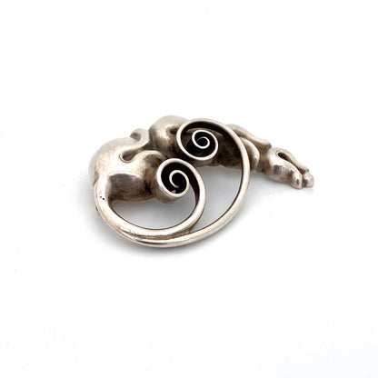 detail Carl Poul Petersen Canada vintage silver styled floral brooch 