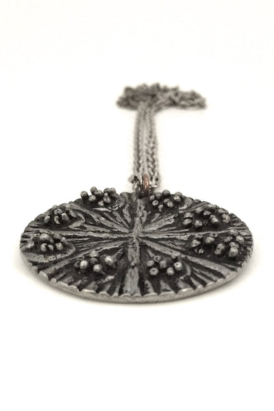 detail Robert Larin Canada vintage brutalist pewter pendant necklace