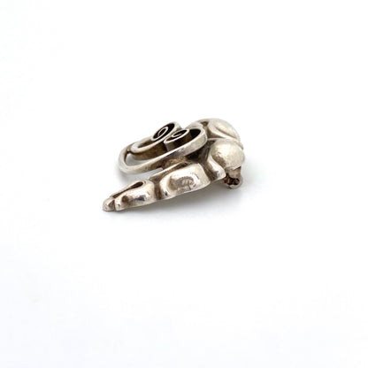 profile Carl Poul Petersen Canada vintage silver styled floral brooch 