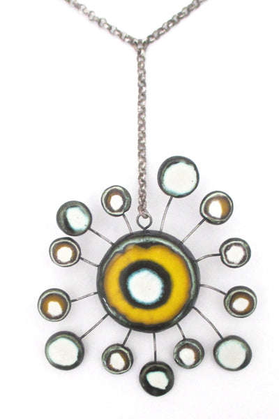 glazed ceramic atomic starburst pendant necklace mid century modernist design