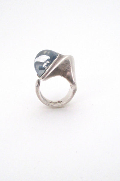 profile Bjorn Weckstrom for Lapponia Finland vintage silver & acrylic Space Series Ara ring 