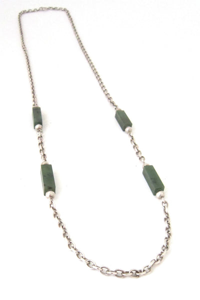 NE From Denmark vintage silver and jade heavy link chain necklace