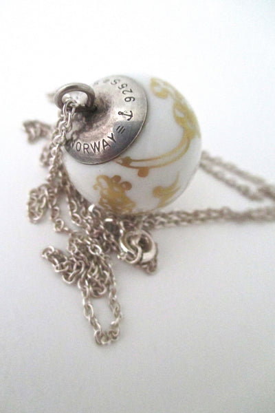 Porsgrund porcelain & sterling pendant necklace