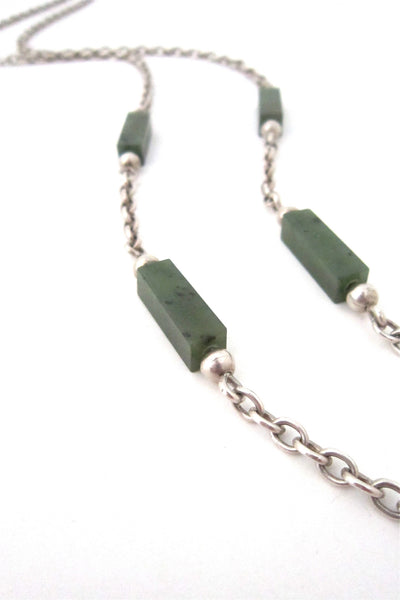 NE From Denmark vintage silver and jade heavy link chain necklace