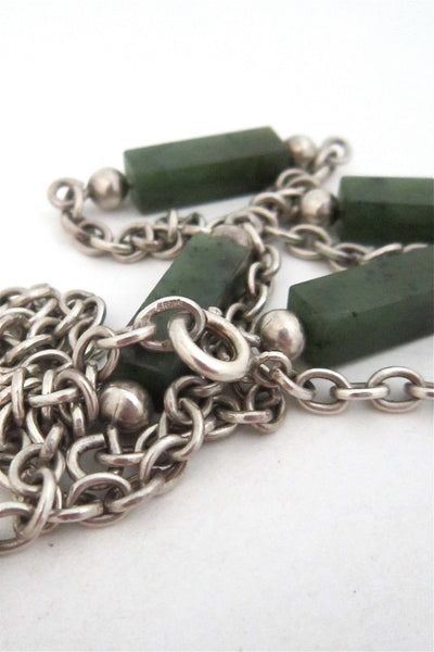 NE From Denmark vintage silver and jade heavy link chain necklace