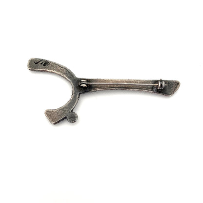 Guy Vidal brutalist pewter long brooch ~ rare