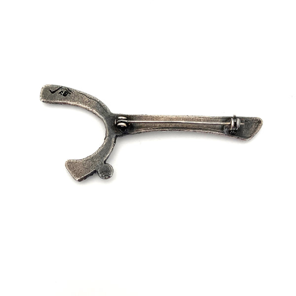 Guy Vidal brutalist pewter long brooch ~ rare