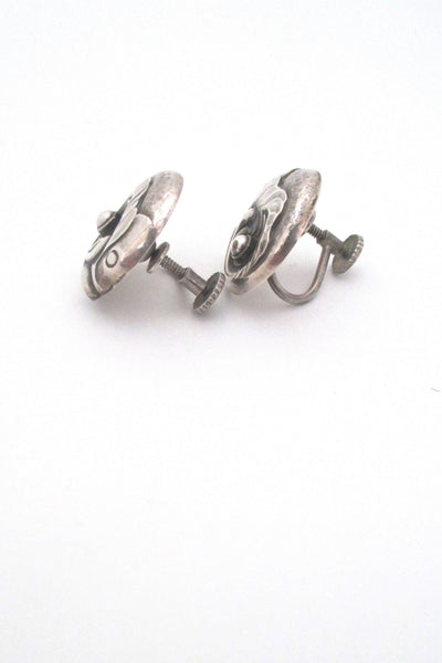 profile Georg Jensen Denmark vintage silver skonvirke earrings 63