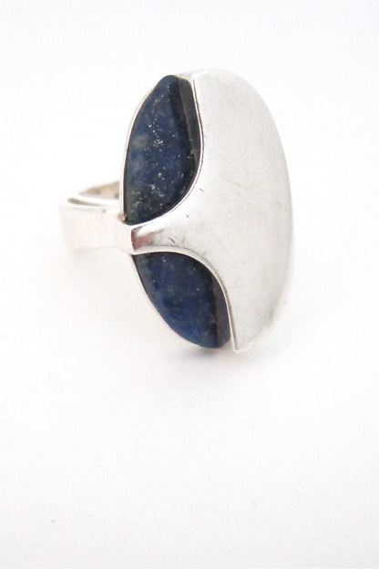 NE From Denmark vintage sterling silver and lapis large ring