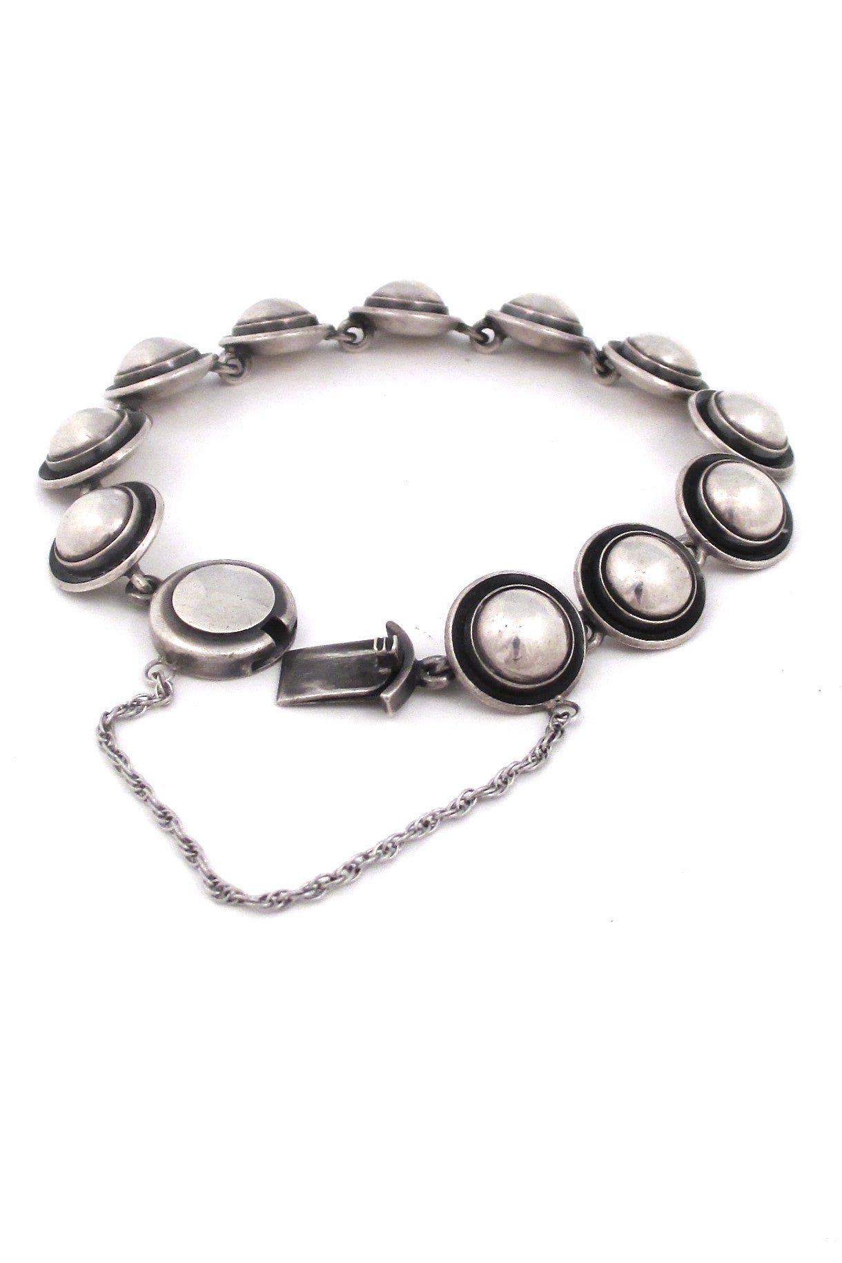 Niels Erik From Denmark vintage Scandinavian Modernist silver cabochons link bracelet