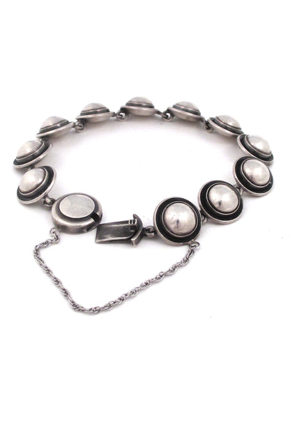 Niels Erik From Denmark vintage Scandinavian Modernist silver cabochons link bracelet